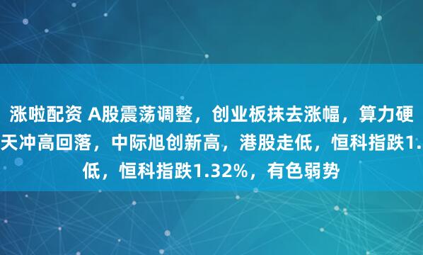 涨啦配资 A股震荡调整，创业板抹去涨幅，算力硬件领涨，商业航天冲高回落，中际旭创新高，港股走低，恒科指跌1.32%，有色弱势