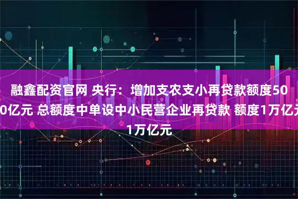 融鑫配资官网 央行：增加支农支小再贷款额度5000亿元 总额度中单设中小民营企业再贷款 额度1万亿元