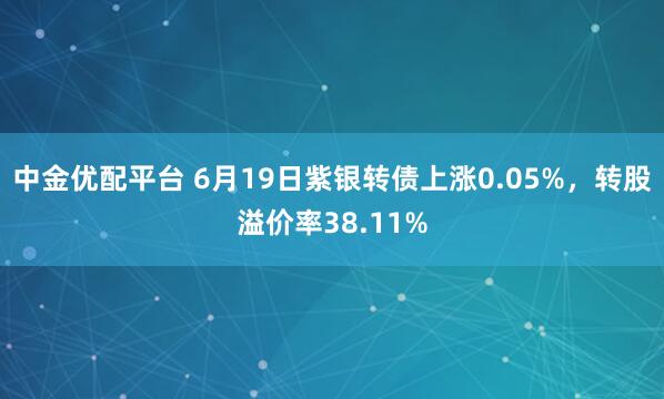 中金优配平台 6月19日紫银转债上涨0.05%，转股溢价率38.11%